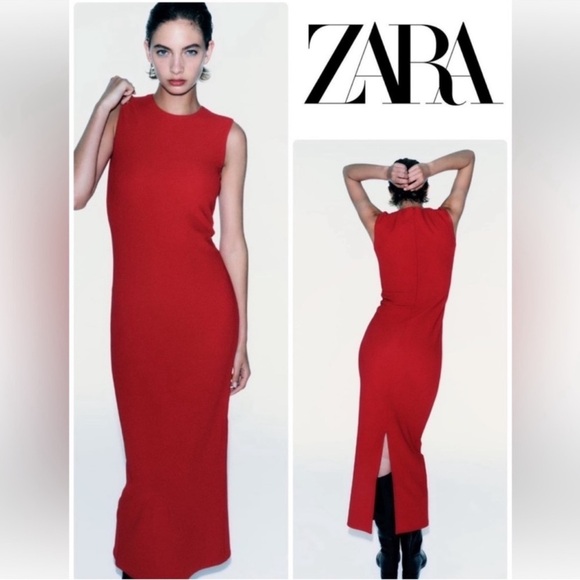 Zara Women's Red sheath midi Dress - Picture 1 of 11